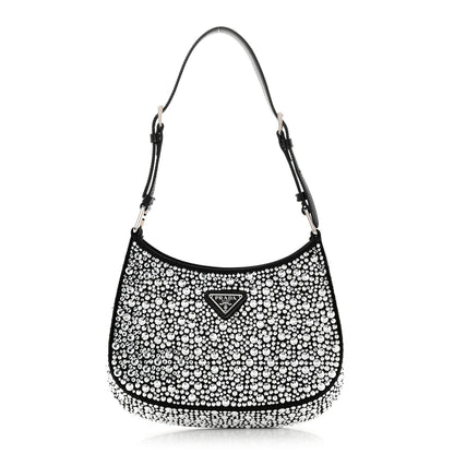 Prada Satin Crystal Cleo Adjustable Strap Shoulder Bag Metal 1 of 11