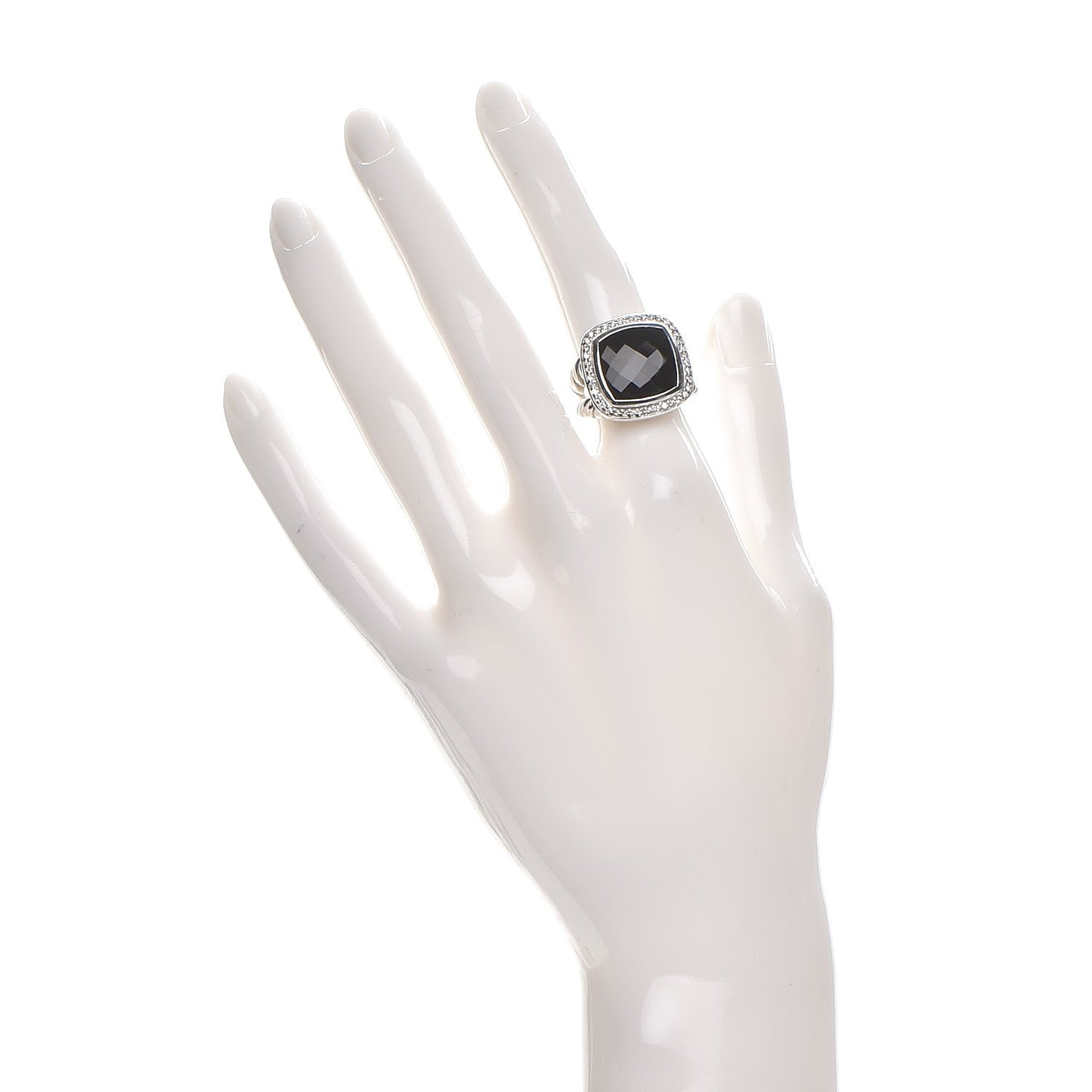 Sterling Silver Diamond Black Onyx 14mm Albion Ring 50 5.25