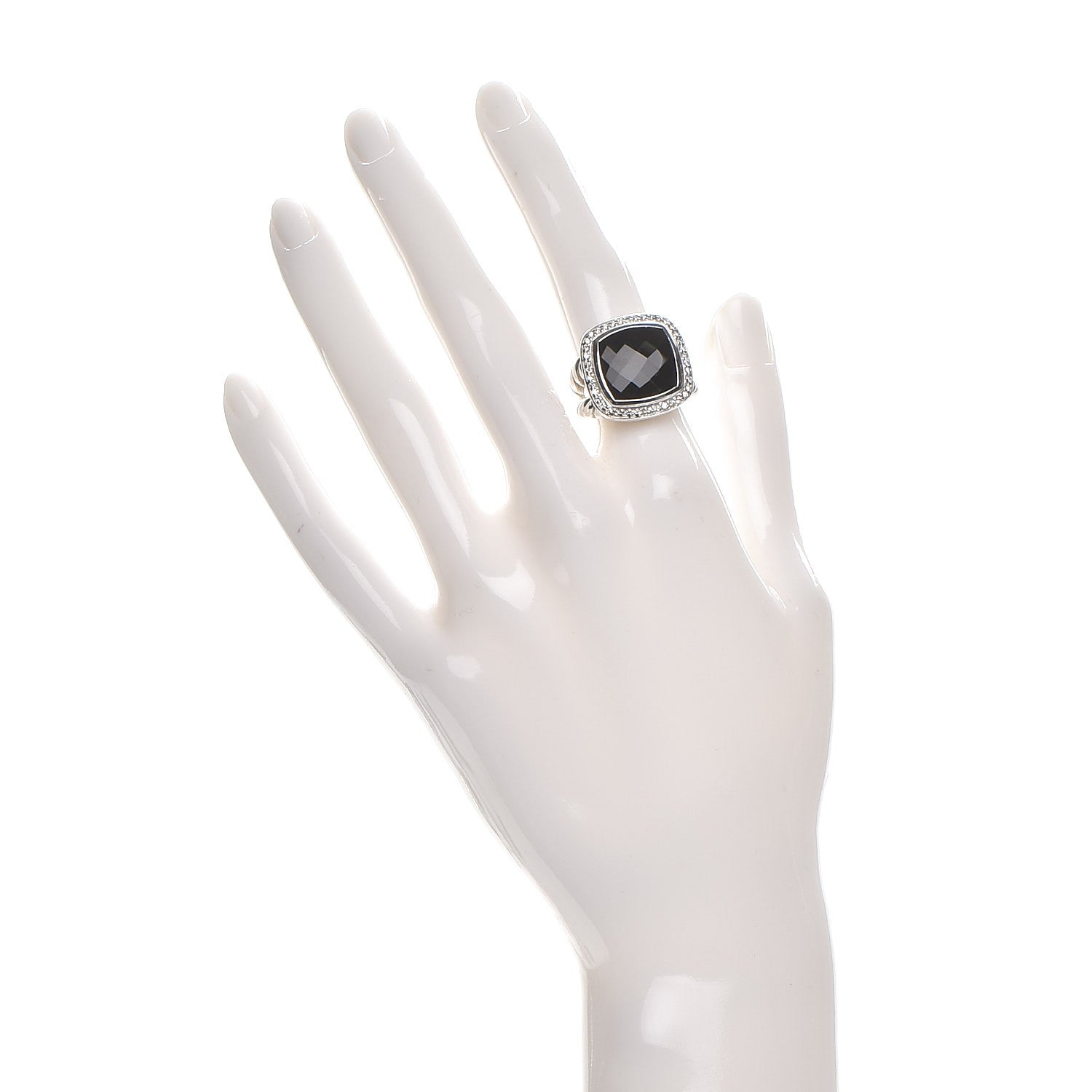 David Yurman Sterling Silver Diamond Black Onyx 14mm Albion Ring 50 5.25 2 of 4
