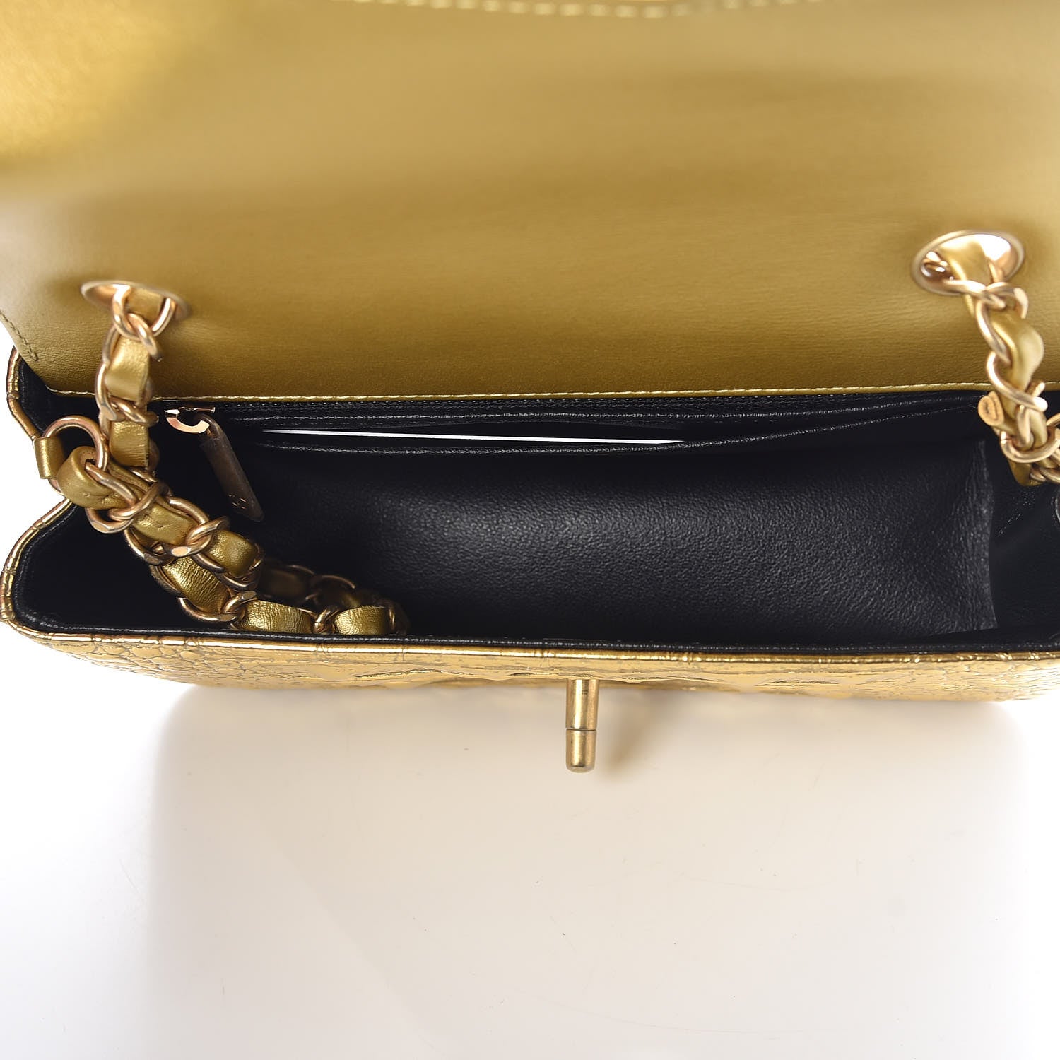 Chanel Metallic Calfskin Crocodile Embossed Mini Flap Gold 5 of 10