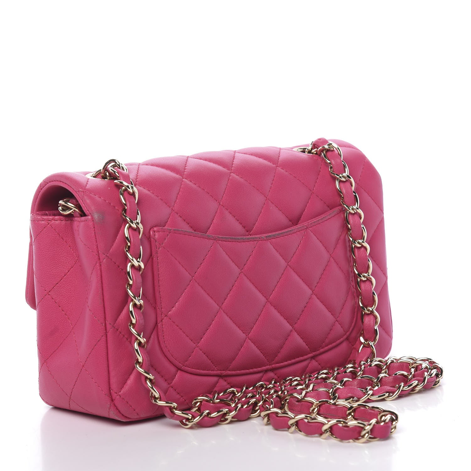 Chanel Lambskin Quilted Mini Rectangular Flap Dark Pink 3 of 19