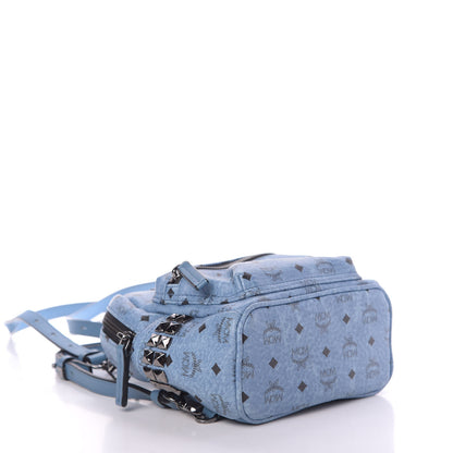 MCM Visetos Side Stud X-Mini Stark Bebe Boo Backpack Blue 3 of 9