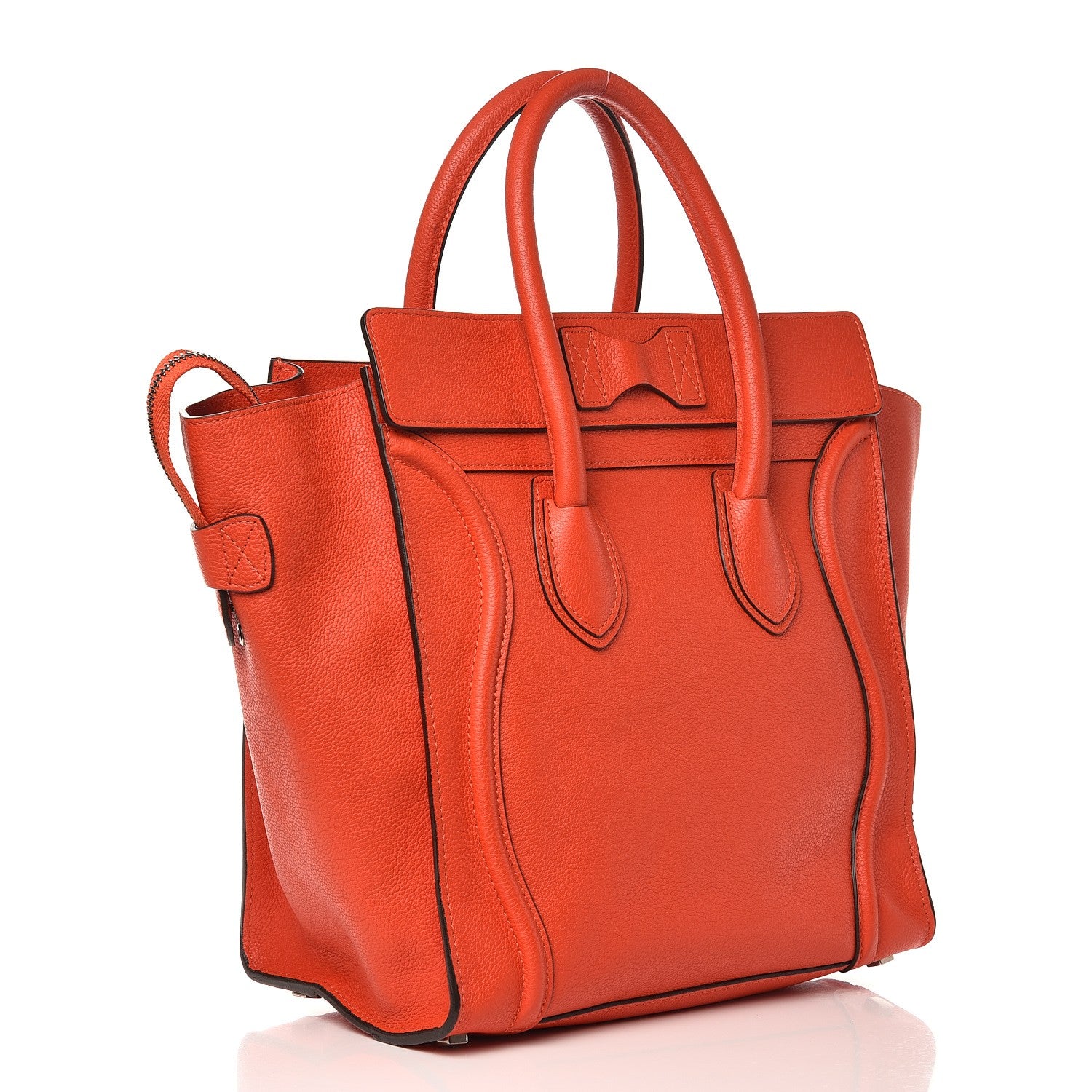 Celine Drummed Calfskin Mini Luggage Vermillion 3 of 10