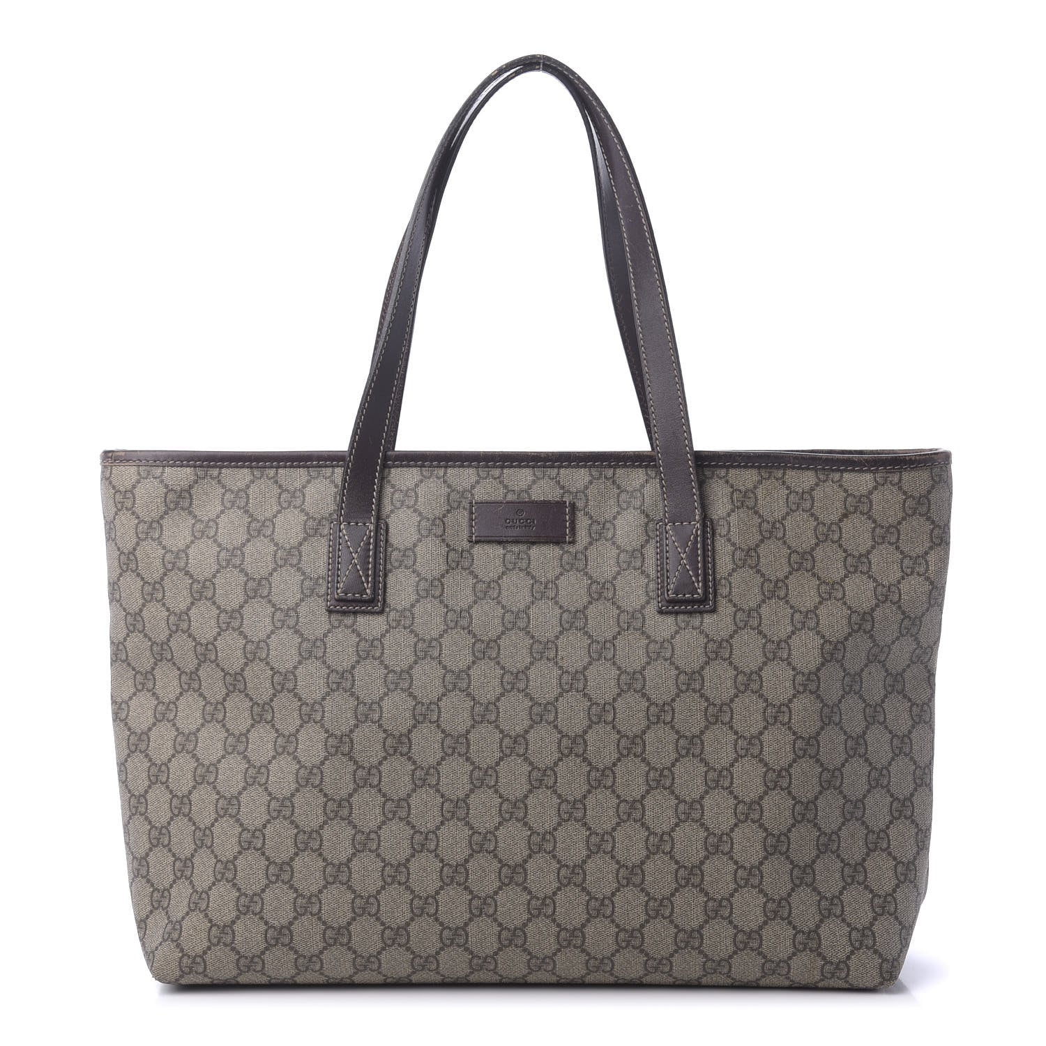 Gucci GG Supreme Monogram Medium Zippered Shopping Tote Dark Brown 1 of 12