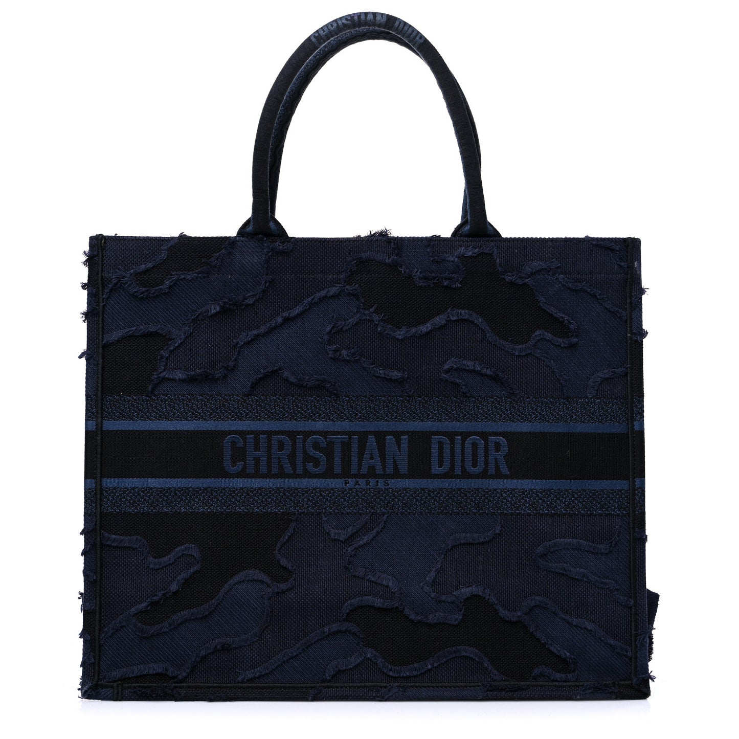 Canvas Embroidered Camouflage Book Tote Blue