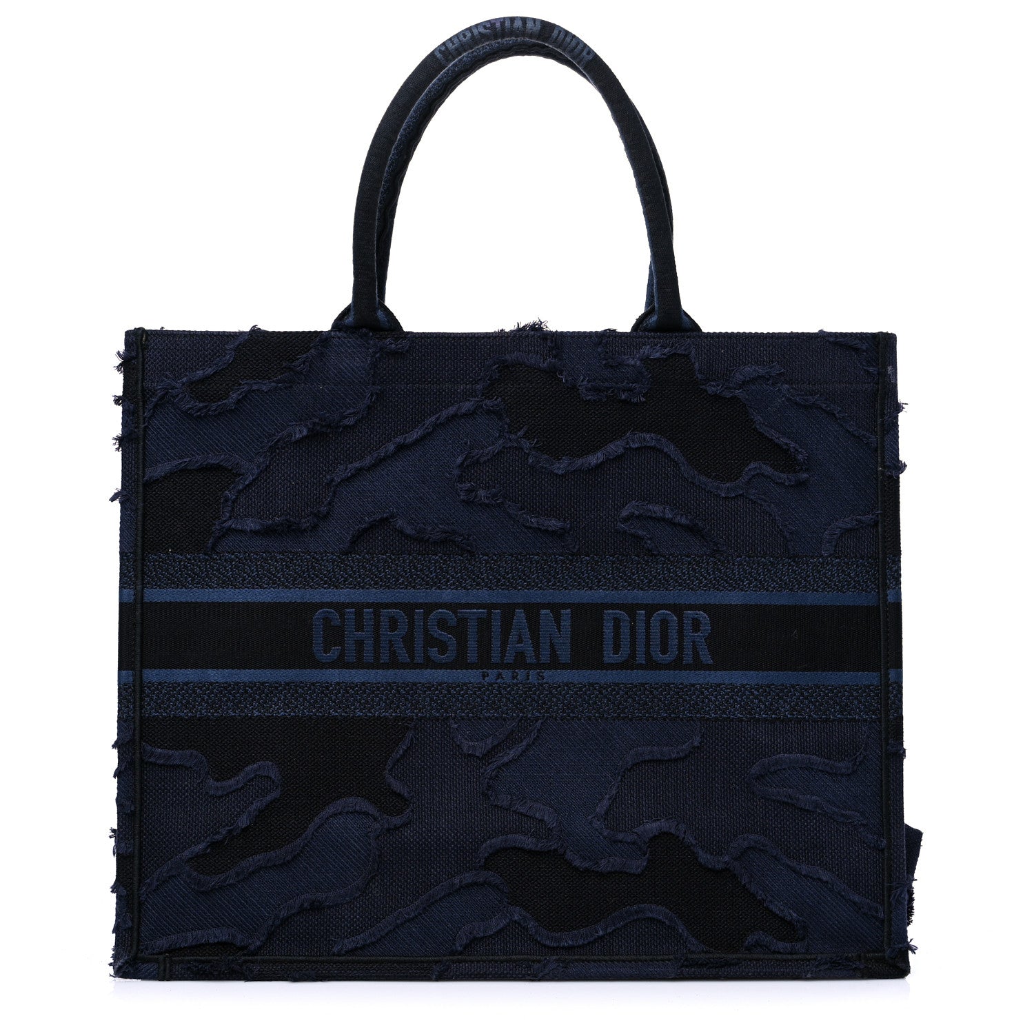 Christian Dior Canvas Embroidered Camouflage Book Tote Blue 1 of 20