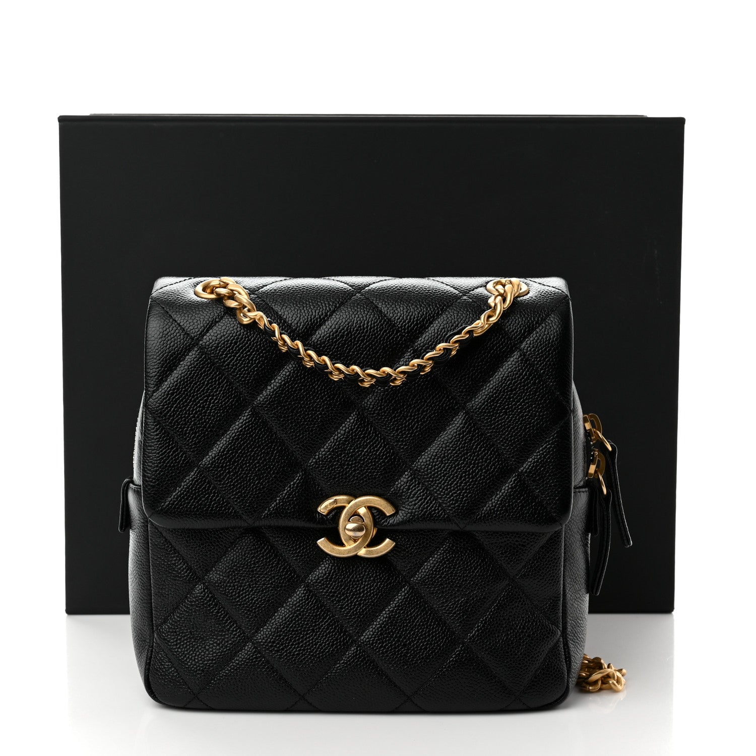 Chanel Shiny Caviar Quilted Chain Melody Backpack Black 11 of 11