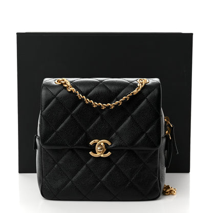 Chanel Shiny Caviar Quilted Chain Melody Backpack Black 11 of 11