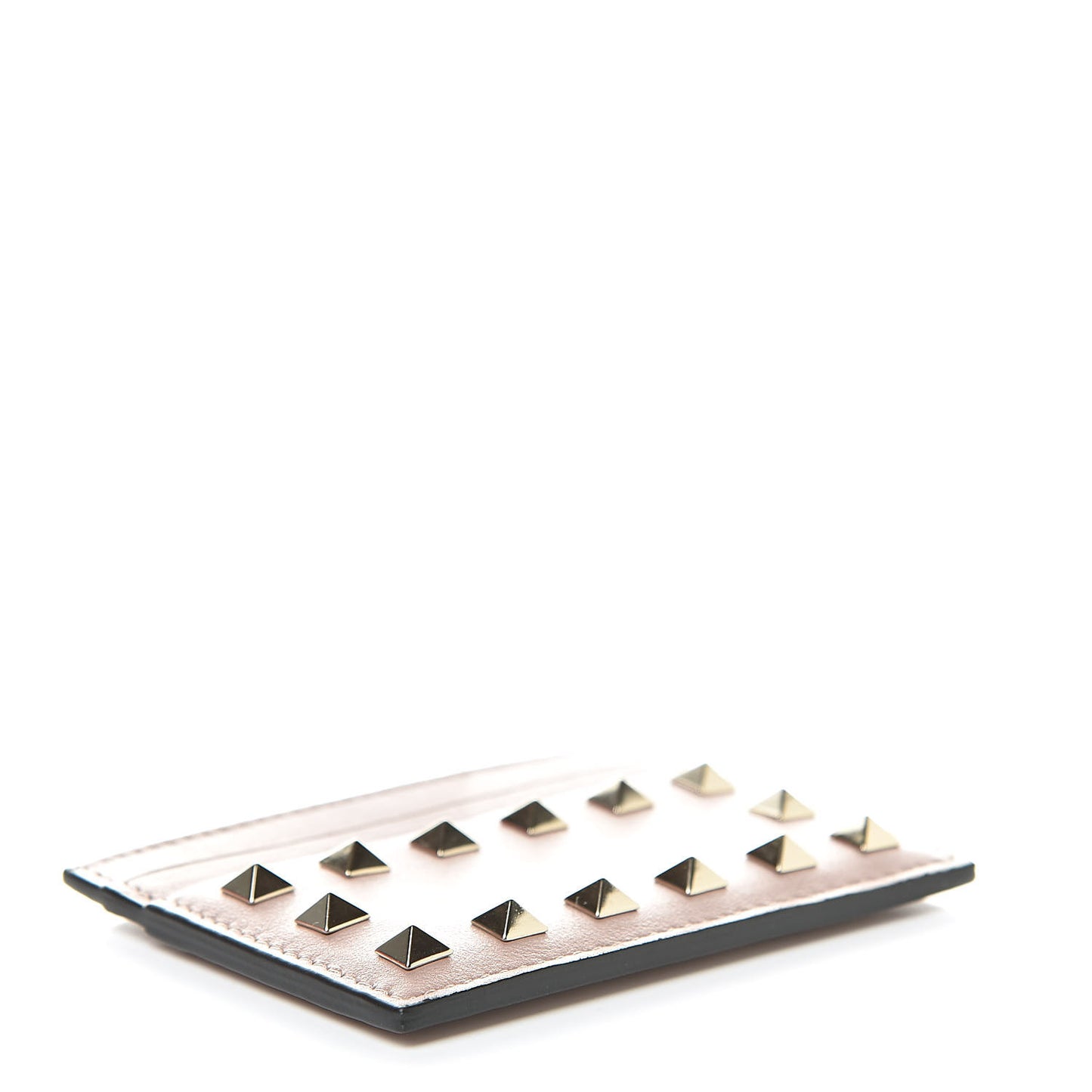 Vitello Rockstud Card Holder Poudre