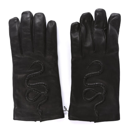 Gucci Nappa Cashmere Snake Embossed Gloves M Black 1 of 5
