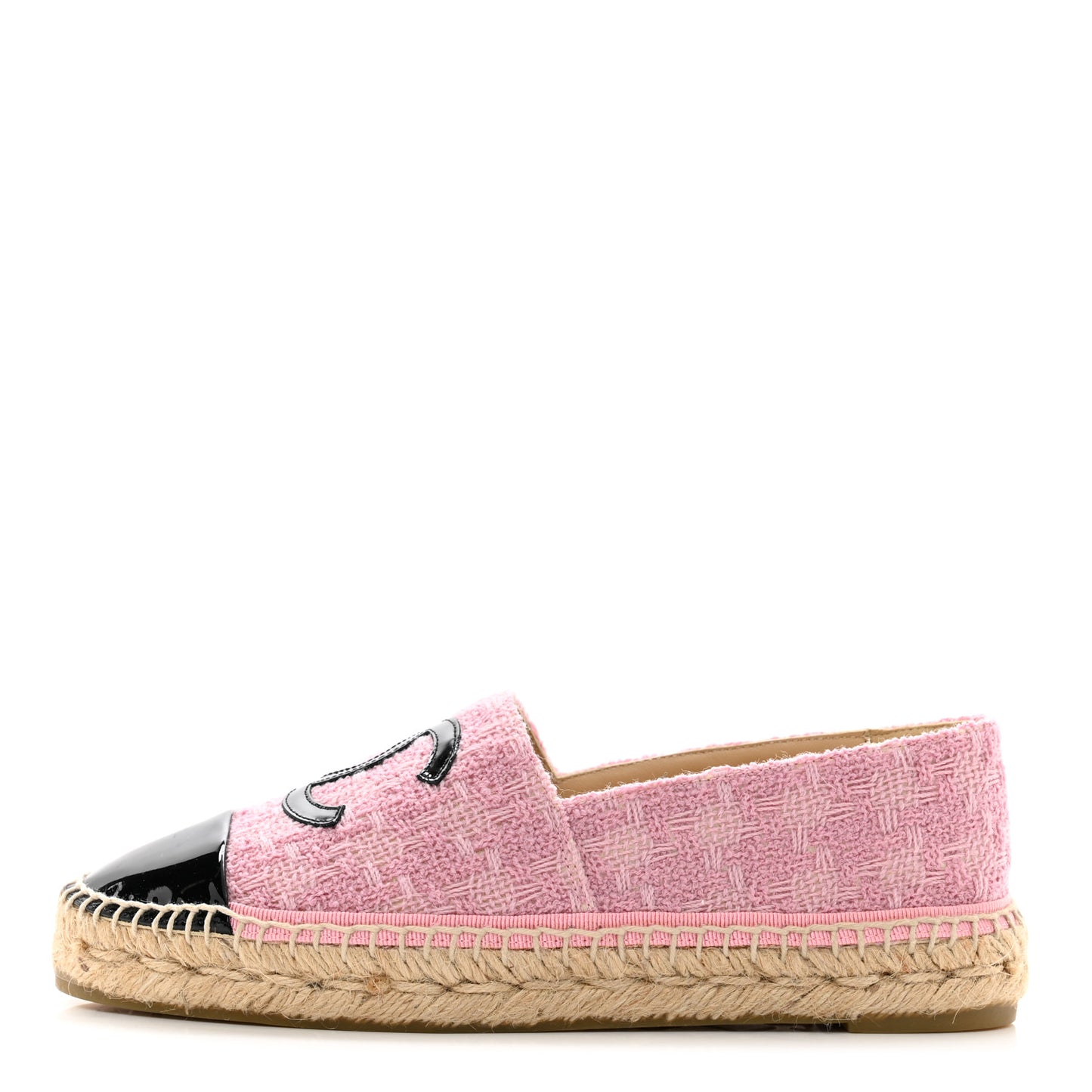 Tweed Patent CC Espadrilles 38 Pink Black