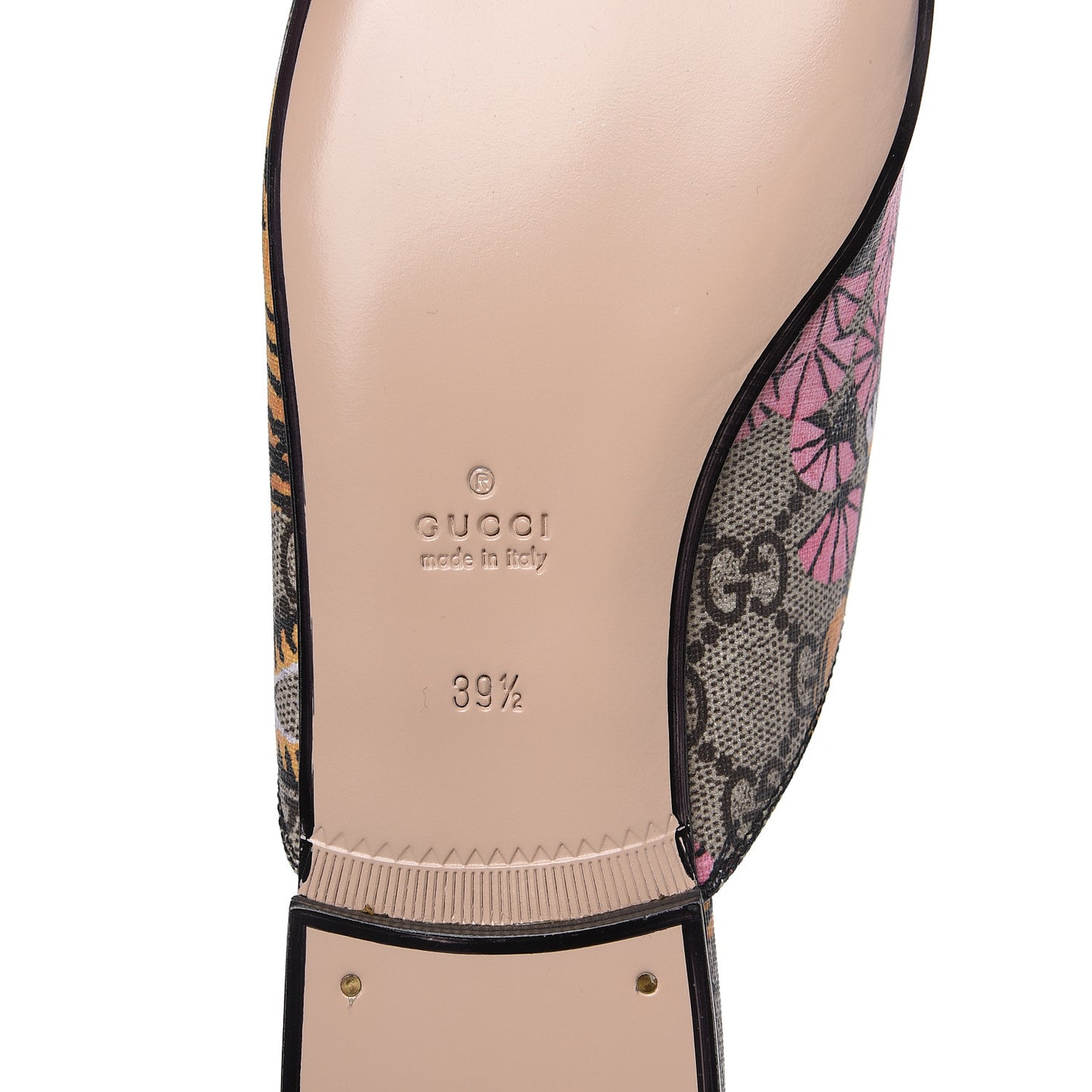 GG Supreme Monogram Bengal Womens Princetown Slippers 39.5 Beige Crop Pink