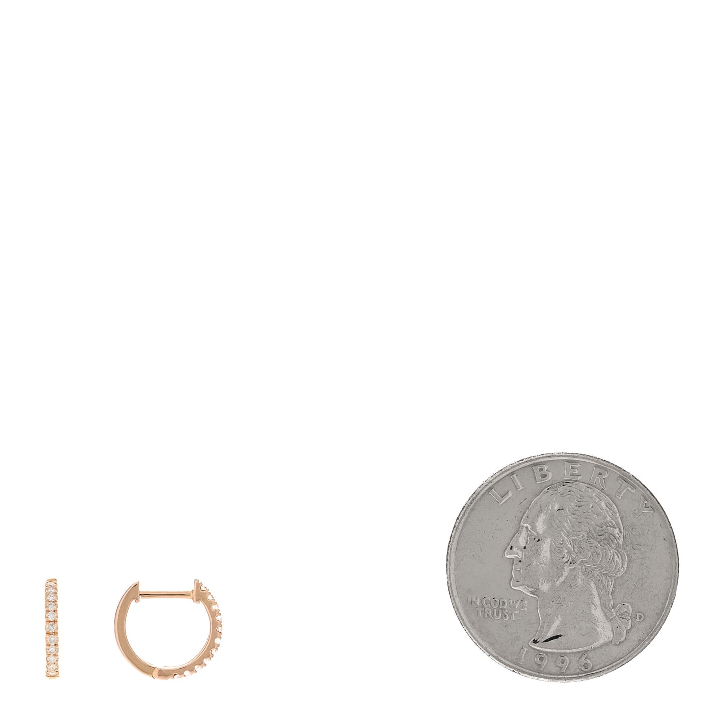 18K Rose Gold Diamond Small Huggie Earrings
