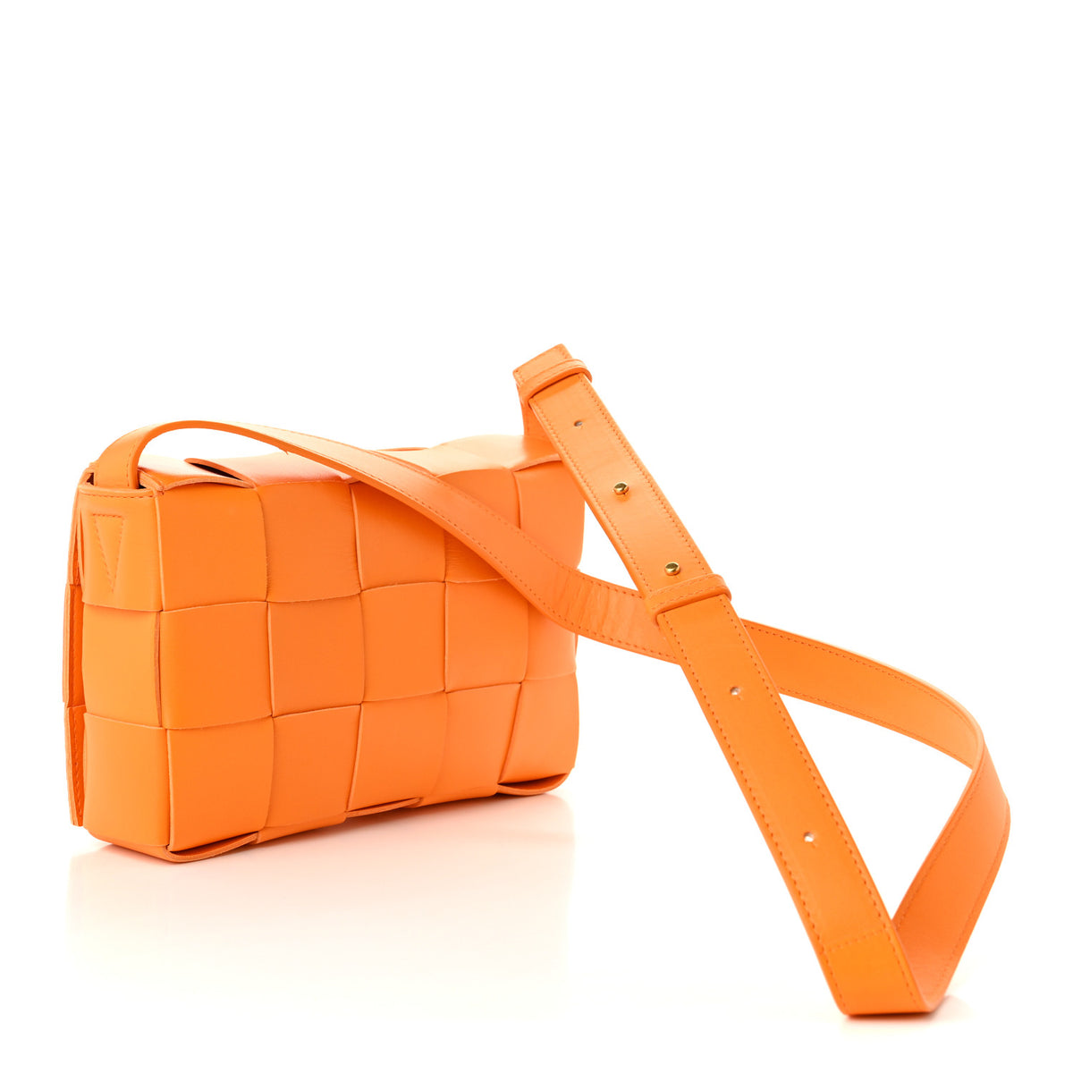Bottega Veneta Lambskin Maxi Intrecciato Cassette Crossbody Bag Tangerine 3 of 11