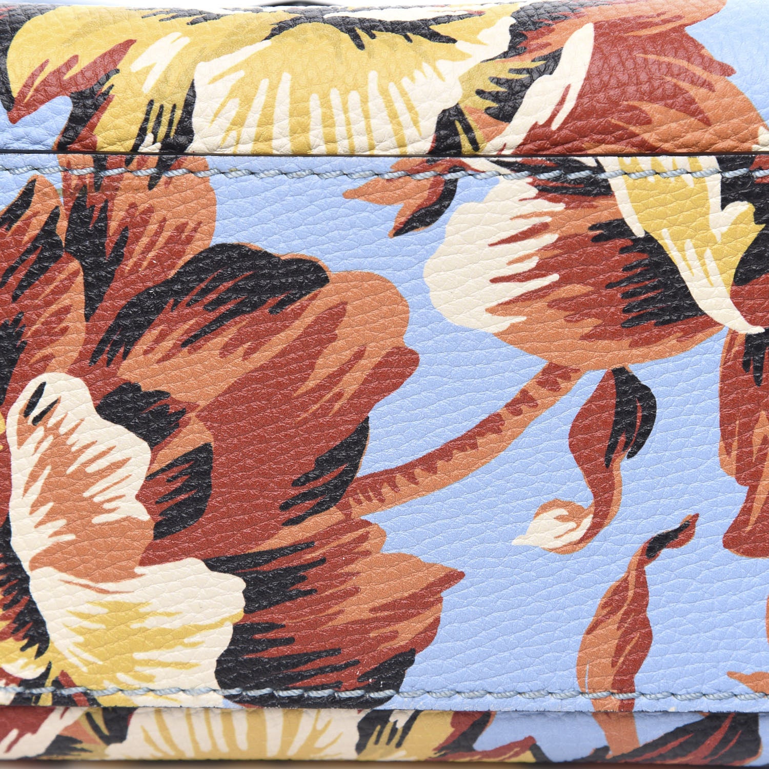 Burberry Soft Grain Calfskin Floral Print Medium Buckle Tote Peony Rose Pale Blue Vibrant Orange 10 of 13