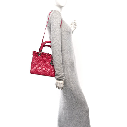 Christian Dior Lambskin Cannage Bow Medium Lady Dior Fuchsia 2 of 10