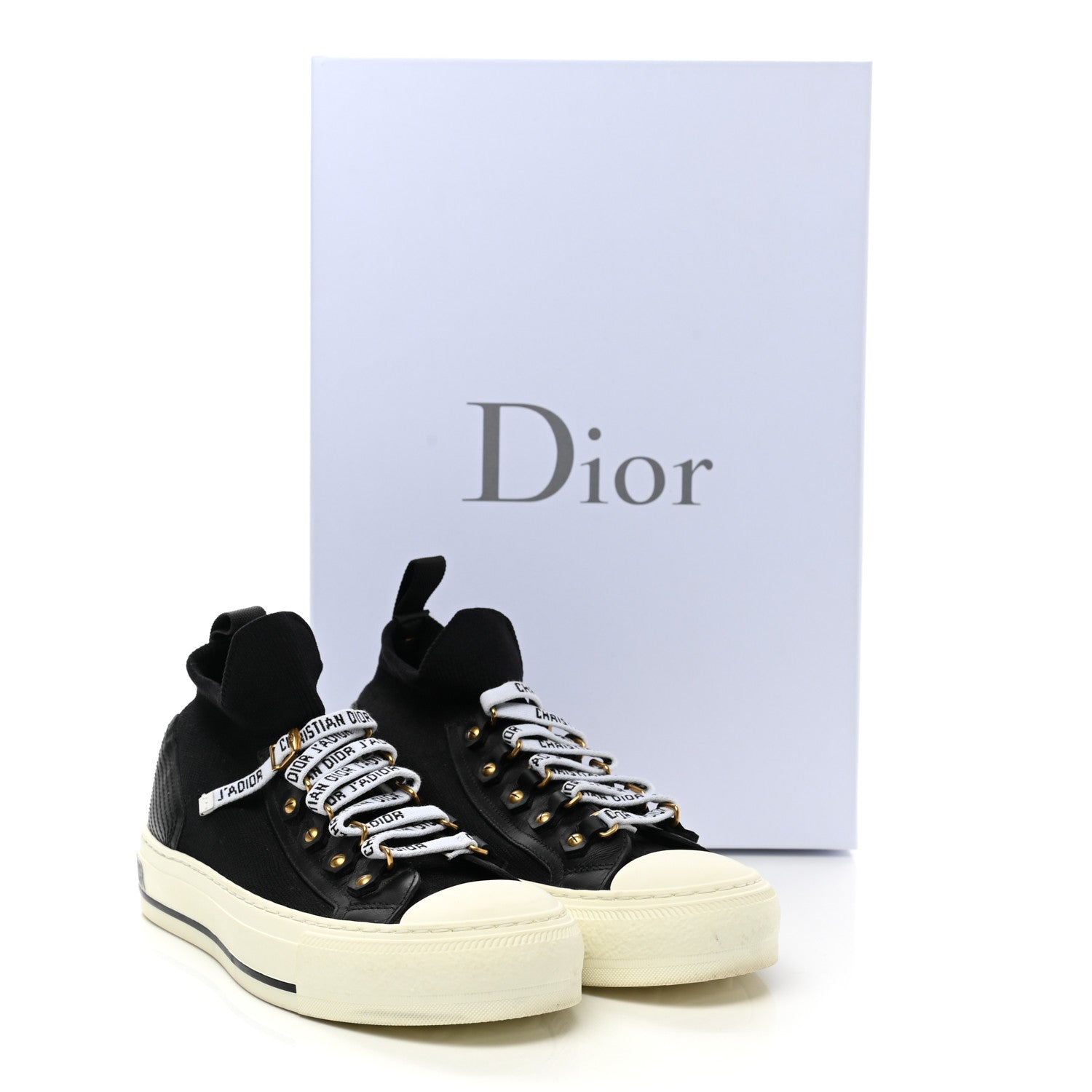Christian Dior Technical Knit Calfskin Womens Walk'N'Dior High Top Sneakers 36 Black 8 of 8