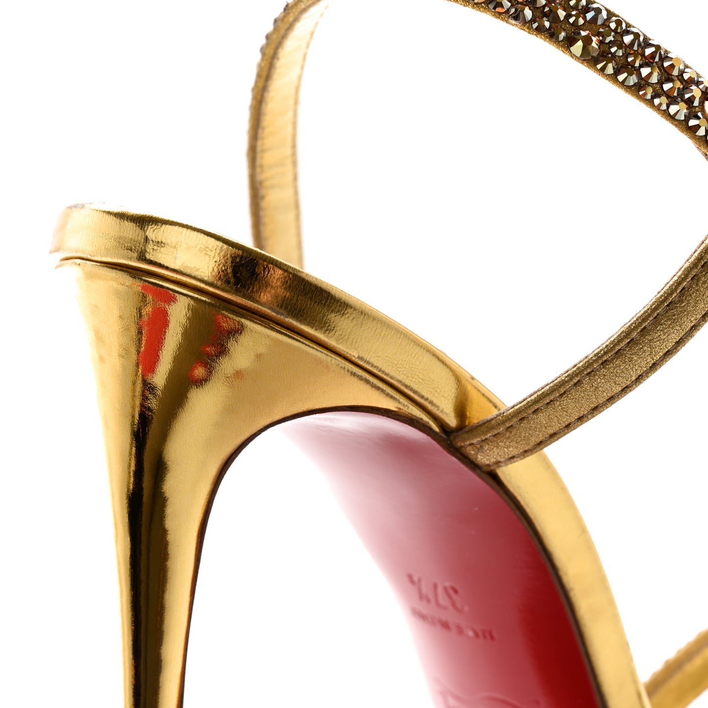 Suede Crystal Strass Rosalie 100 Sandals 37.5 Gold