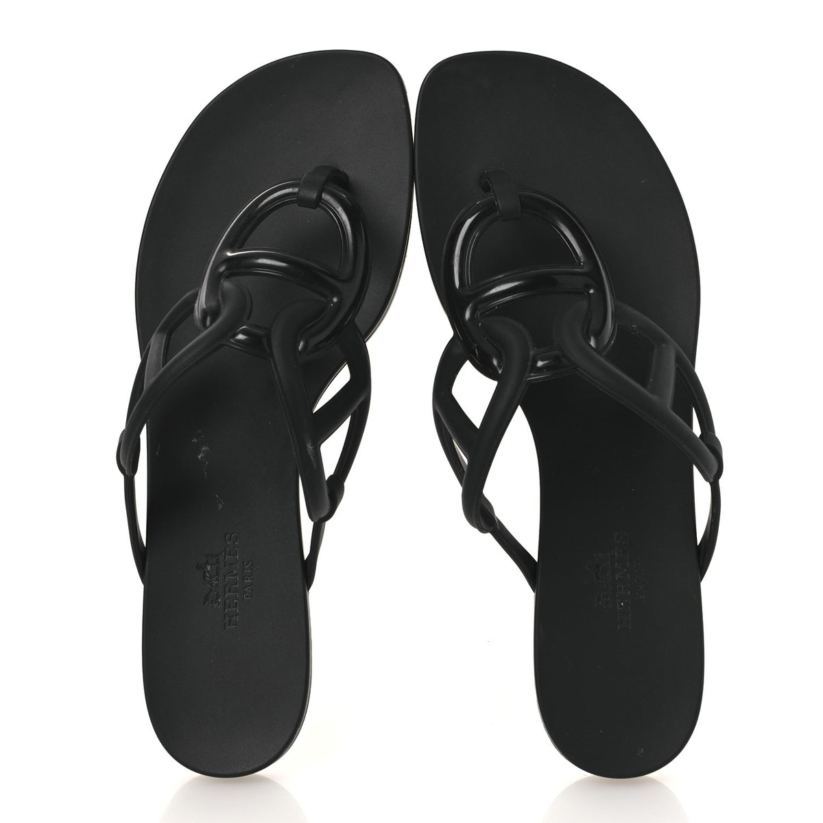 Hermes Rubber Womens Egerie Sandals 36 Black 2 of 12