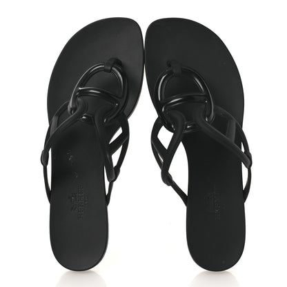 Hermes Rubber Womens Egerie Sandals 36 Black 2 of 12