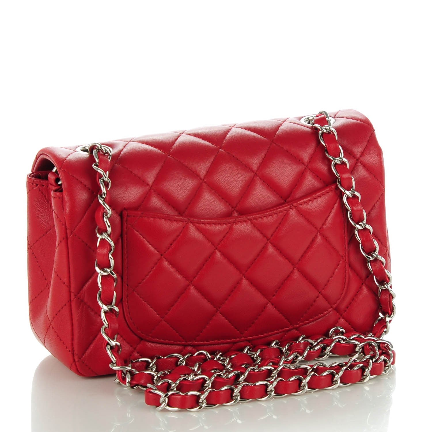 Chanel Lambskin Quilted Mini Rectangular Flap Red 3 of 8