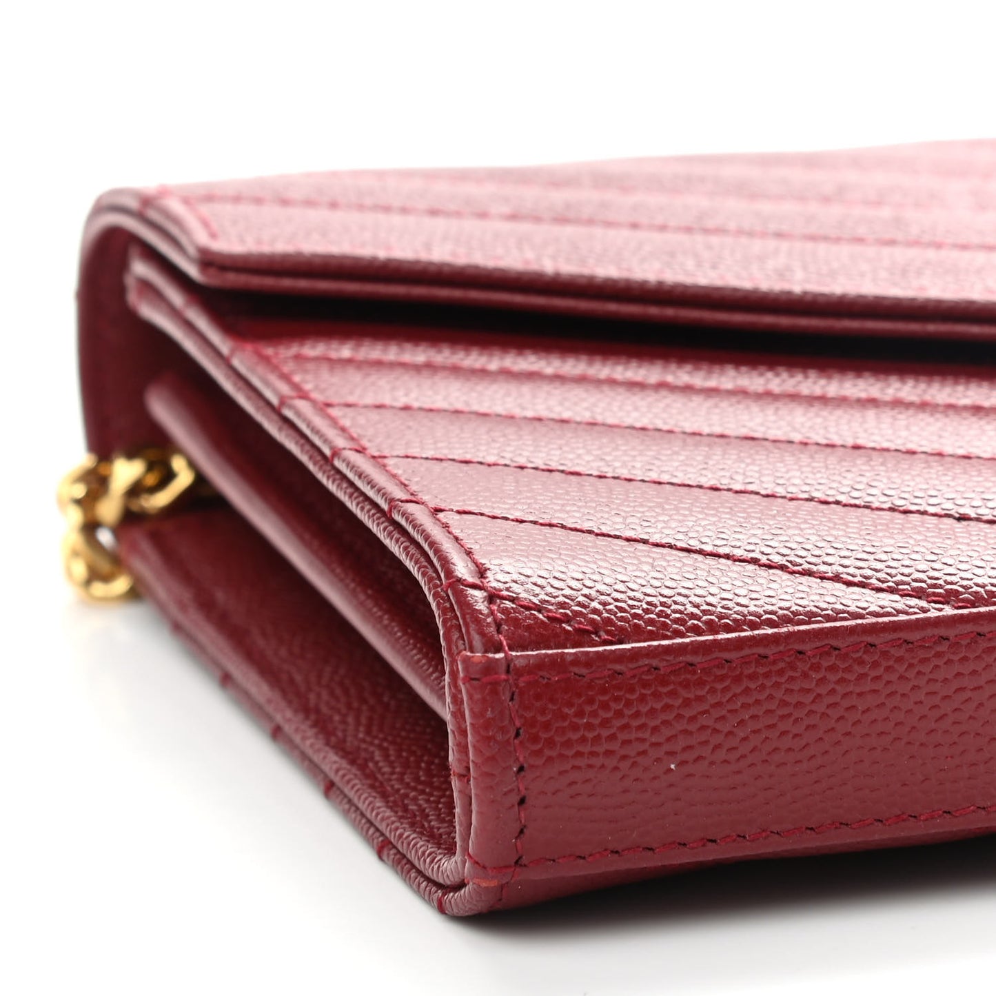 Grain De Poudre Matelasse Chevron Monogram Chain Wallet Opyum Red