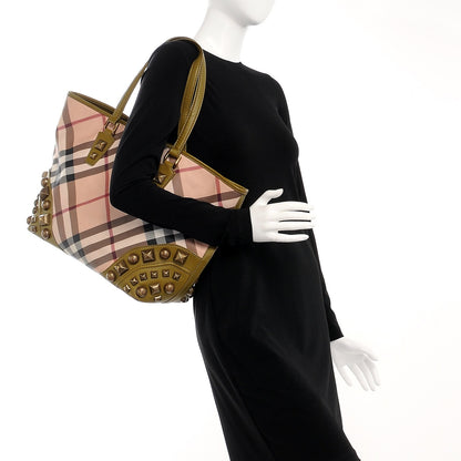 Burberry Nova Check Mega Stud Nickie Tote Green 2 of 12