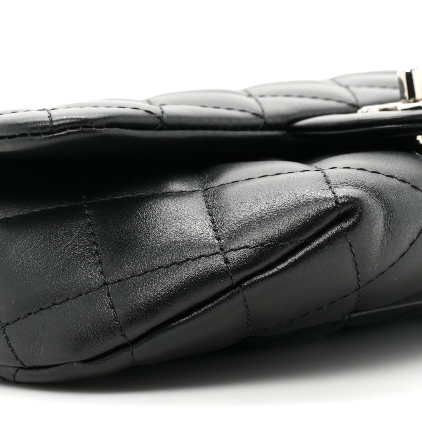 Calfskin Quilted CC Uniform Flap Belt Bag Black