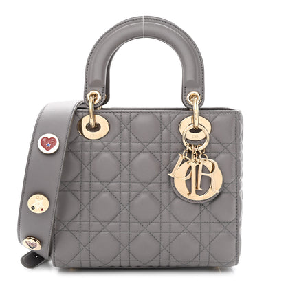 Christian Dior Lambskin Cannage Small Lucky Badges My Lady Dior Grey 1 of 10