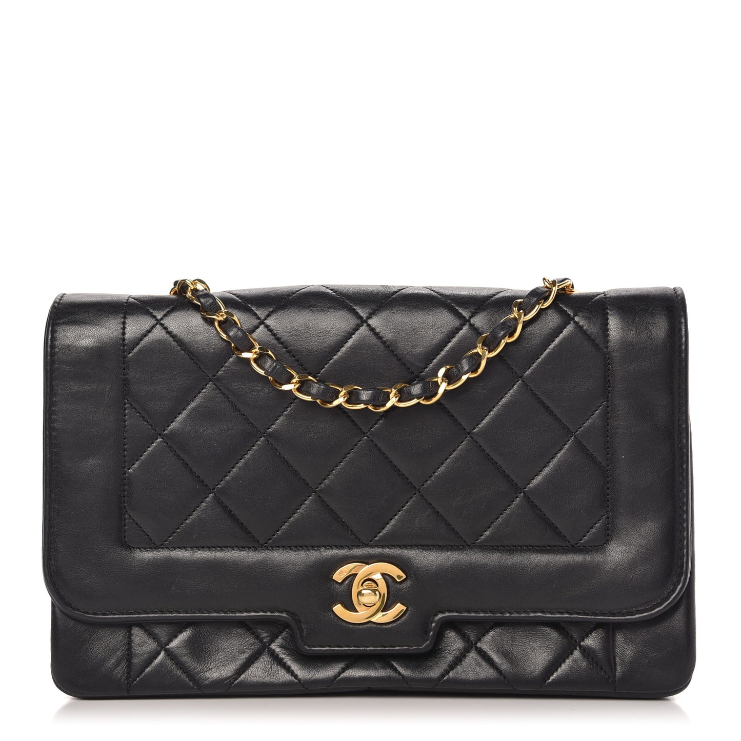 Lambskin Quilted Medium Single Flap Black