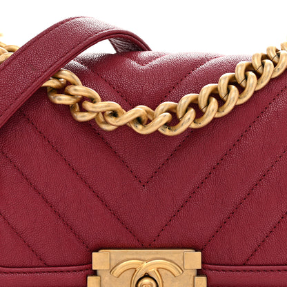 Chanel Caviar Chevron Quilted Small Boy Flap Dark Pink 8 of 10