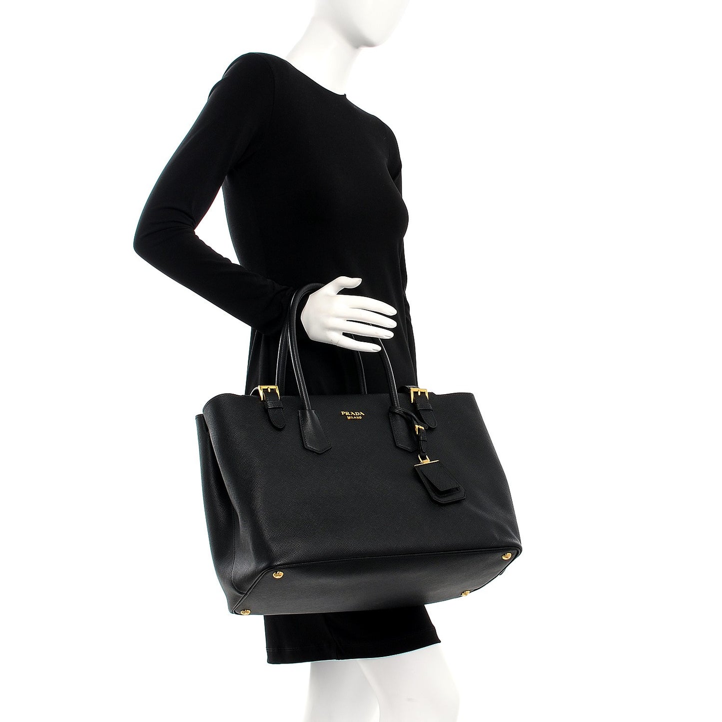 Saffiano Cuir Buckle Tote Nero Black