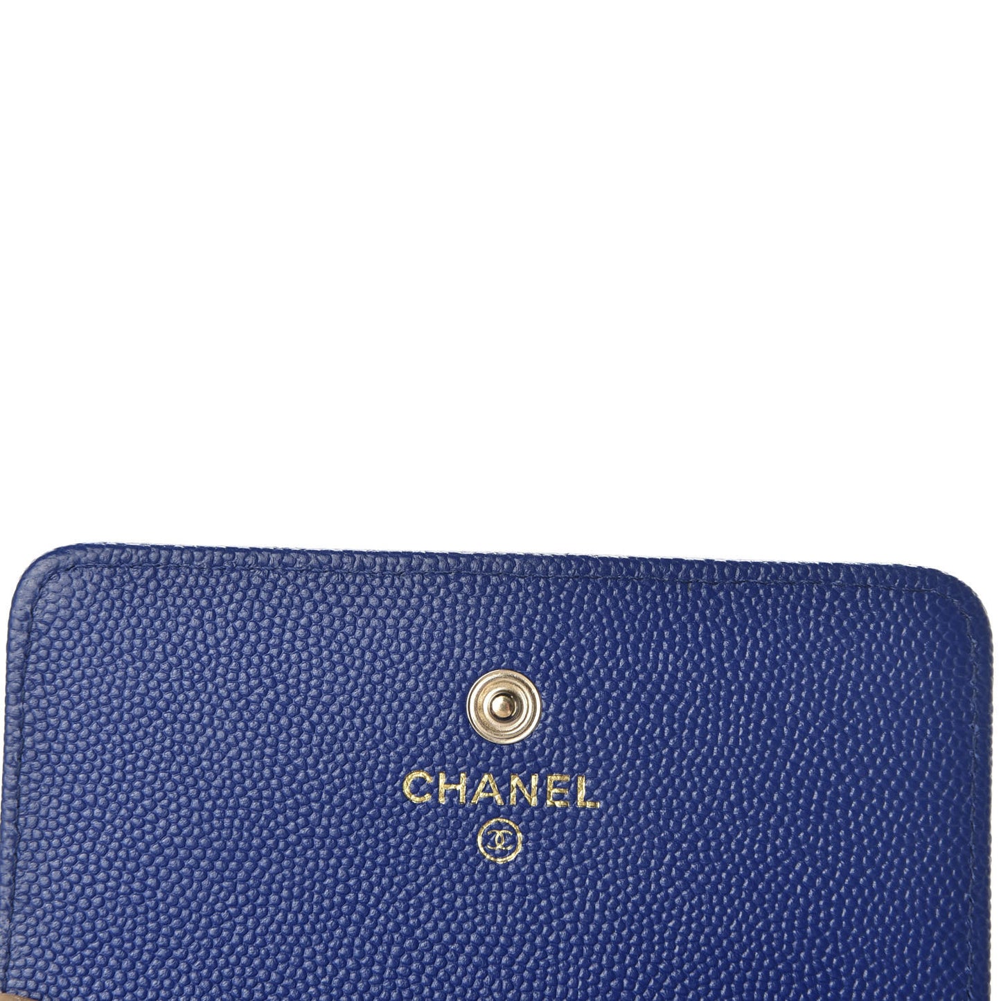 Caviar Chevron Quilted Vintage Mademoiselle Flap Card Holder Blue