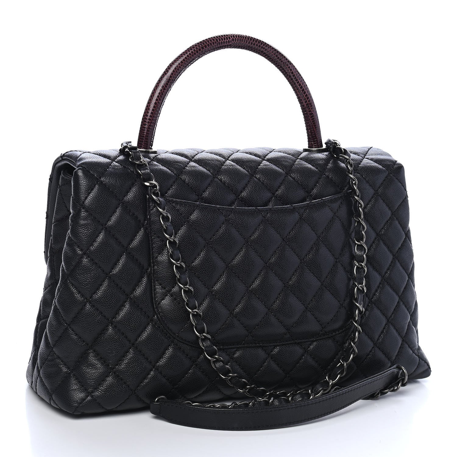 Chanel Caviar Lizard Quilted Medium Coco Handle Flap Black 2 of 10