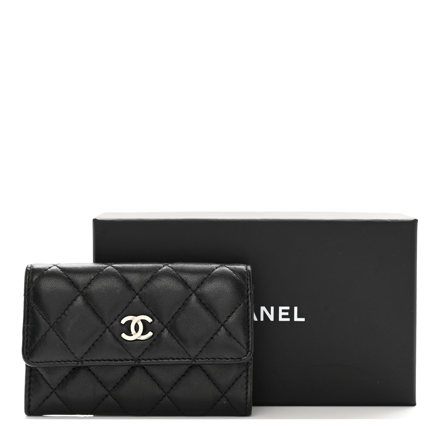 Chanel Lambskin Quilted Flap Card Holder Wallet Black 9 of 9