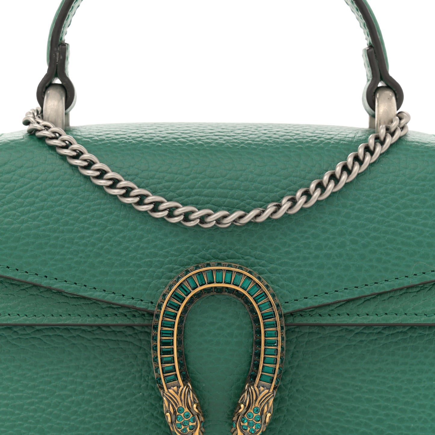 Dollar Calfskin Crystal Mini Dionysus Top Handle Bag Emerald