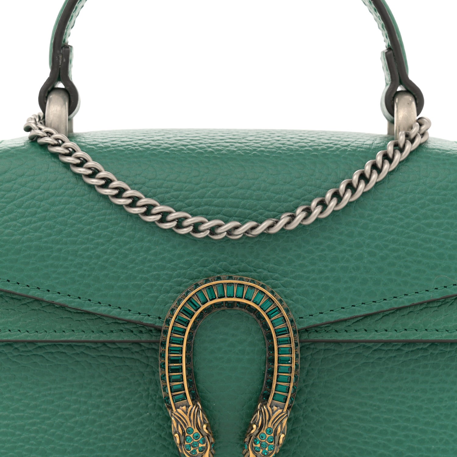 Gucci Dollar Calfskin Crystal Mini Dionysus Top Handle Bag Emerald 8 of 13