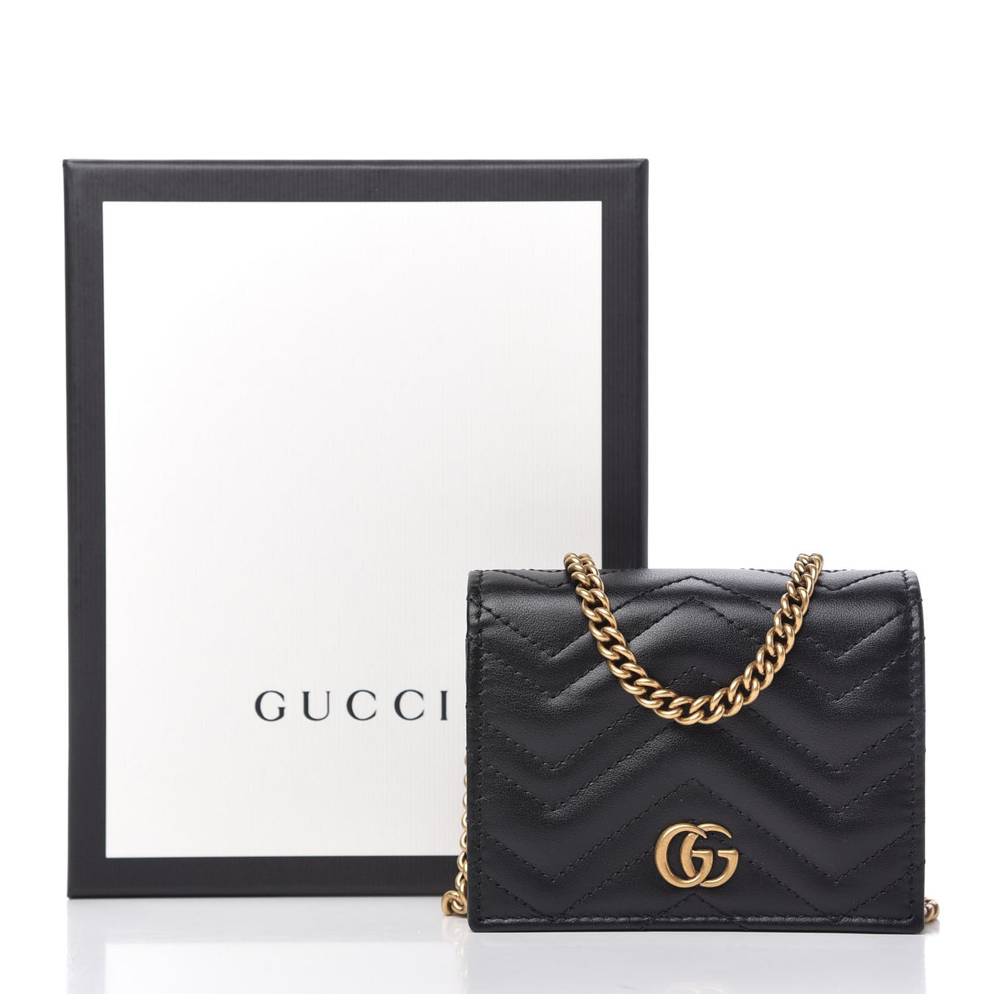 Calfskin Matelasse GG Marmont Mini Wallet On Chain Black