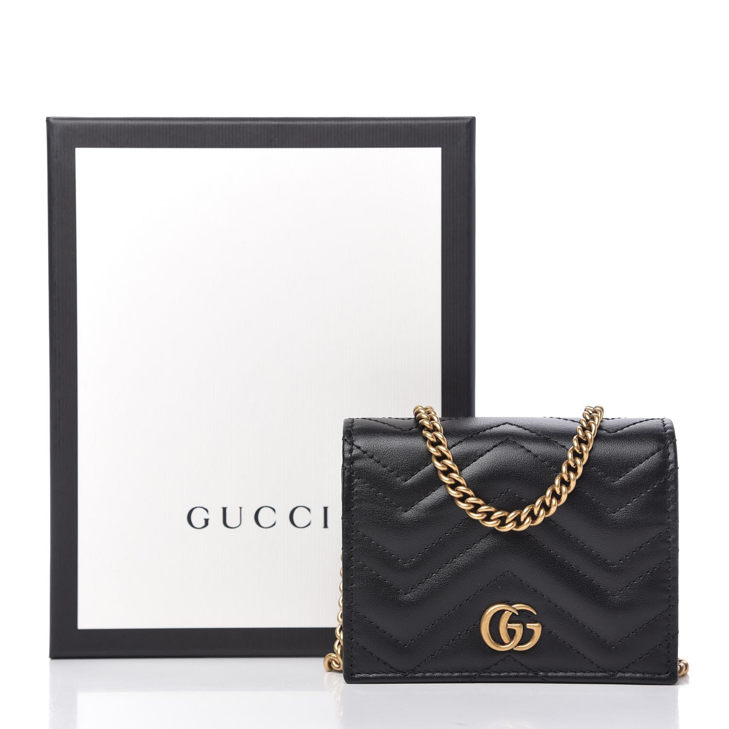 Gucci Calfskin Matelasse GG Marmont Mini Wallet On Chain Black 11 of 11