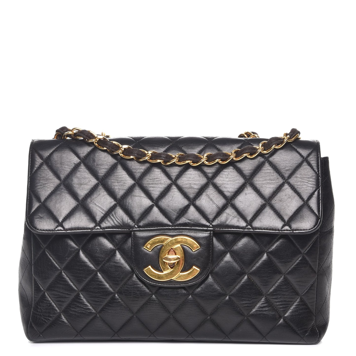 Lambskin Quilted Jumbo Single Flap Black