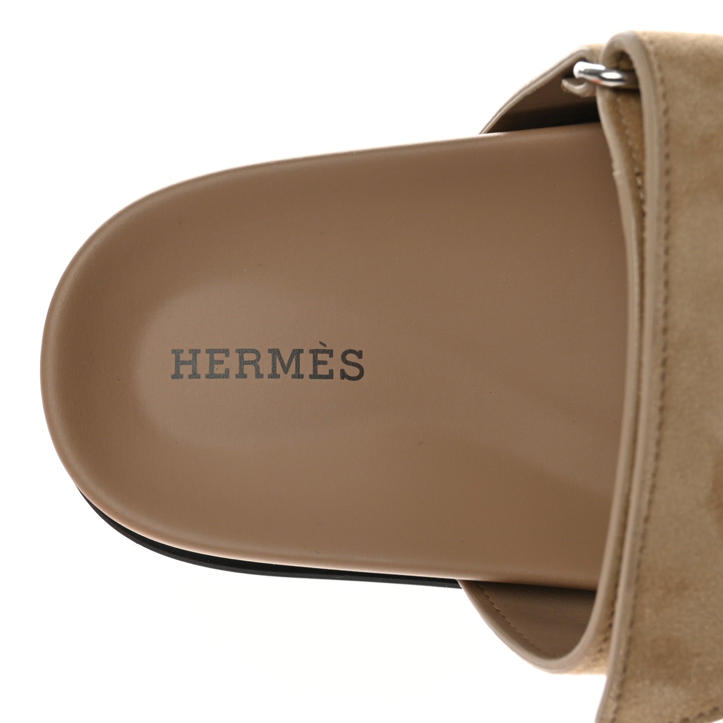 Suede Goatskin Womens Chypre Sandals 37.5 Beige Argile