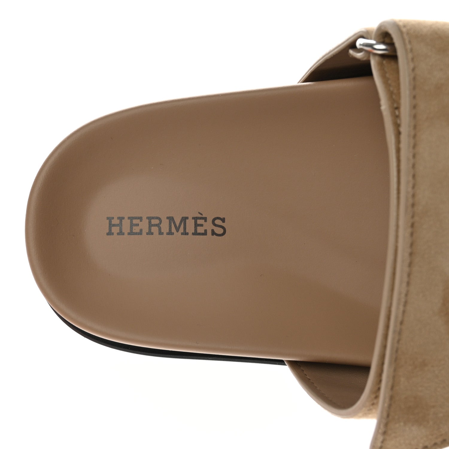 Hermes Suede Goatskin Womens Chypre Sandals 37.5 Beige Argile 5 of 10