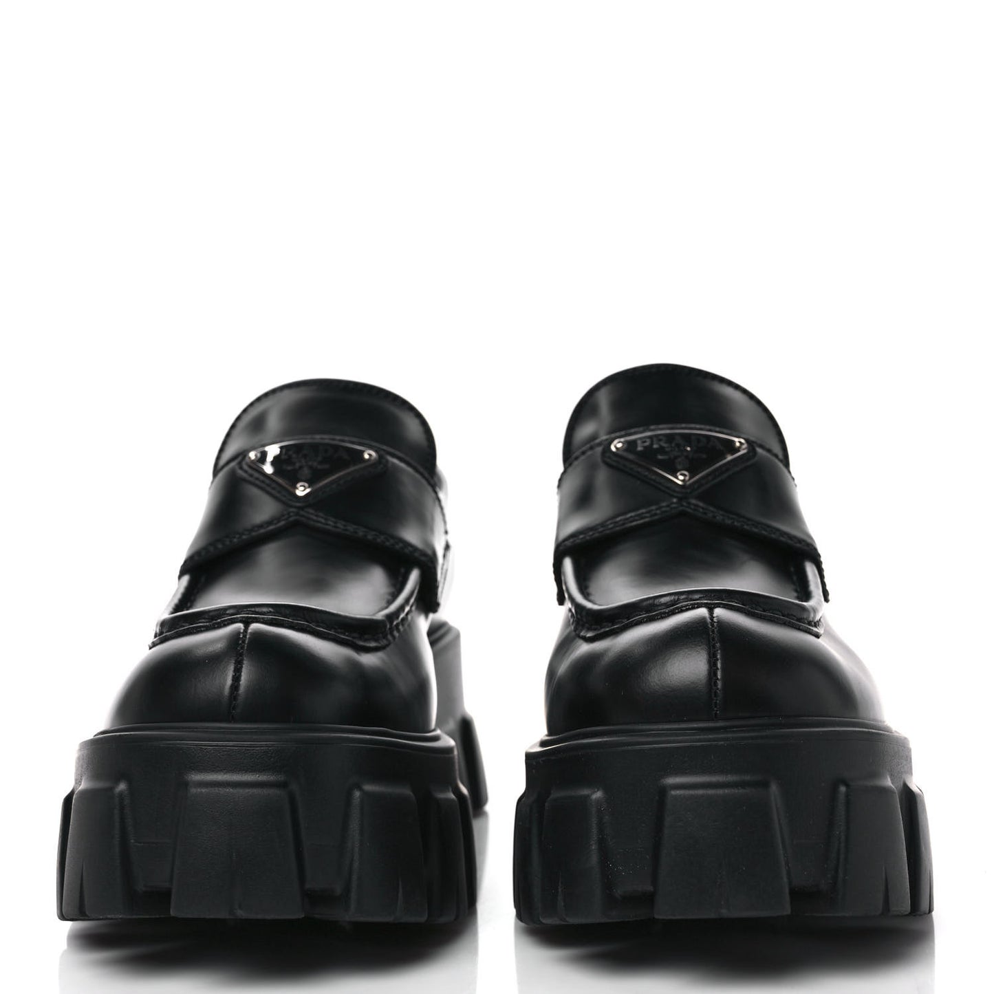 Spazzolato Rois Metal Triangle Logo Monolith 55mm Loafers 37 Black