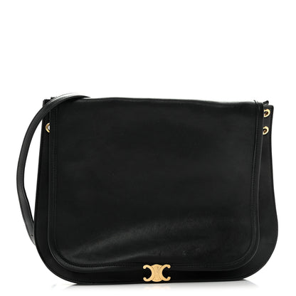 Celine Shiny Lambskin Soft Triomphe Besace Bag Black 1 of 13