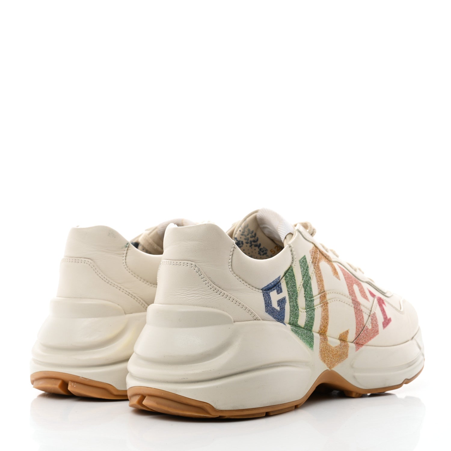 Gucci Calfskin Glitter Game Logo Womens Rhyton Sneakers 38 Mystic White 4 of 8