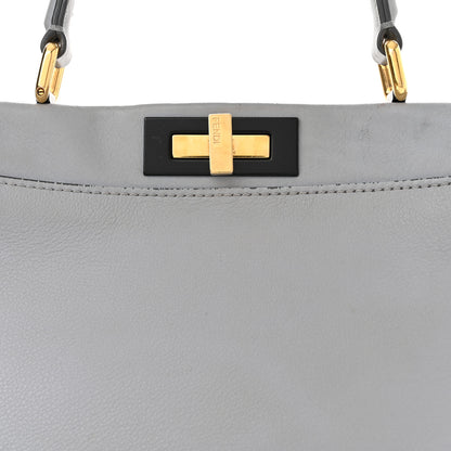 Fendi Vitello Seta Shiny Nappa Medium Peekaboo Iconic Satchel Ardesia Amido 8 of 13