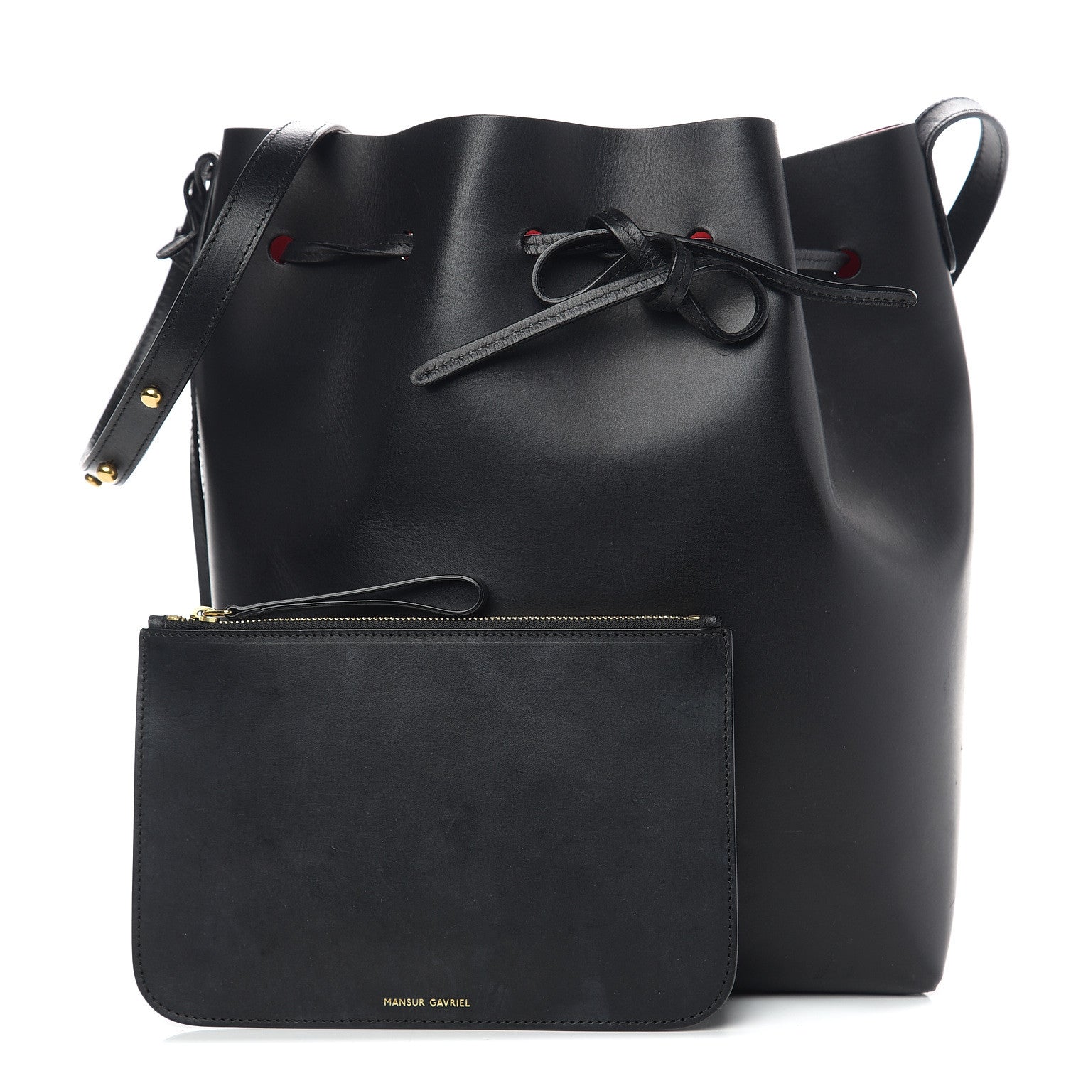Mansur Gavriel Vegetable Tanned Calfskin Bucket Bag Black Flamma 1 of 11