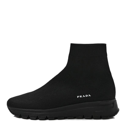 Prada Knit Fabric Logo Sneakers 38.8 Black 1 of 10