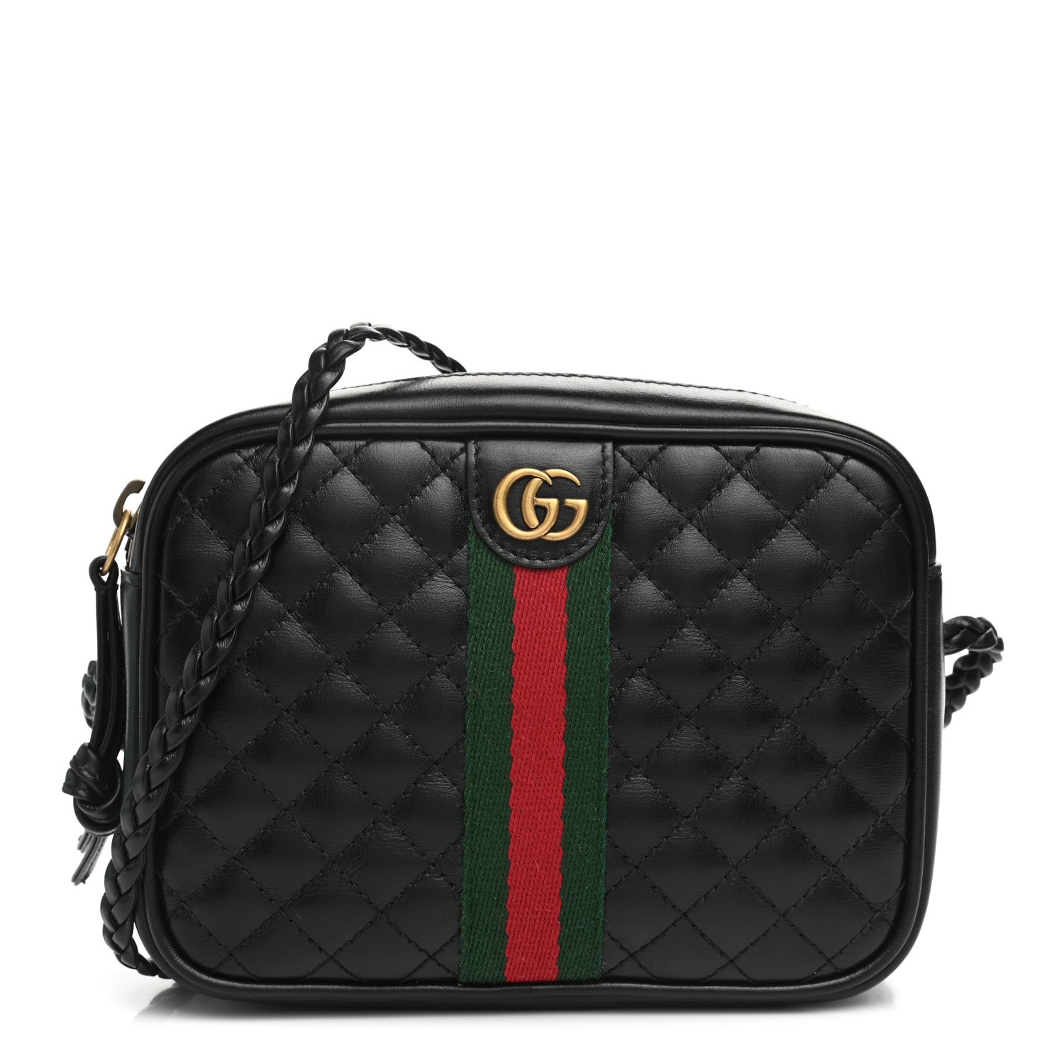 Gucci Calfskin Trapuntata Web Mini GG Shoulder Bag Black 1 of 11