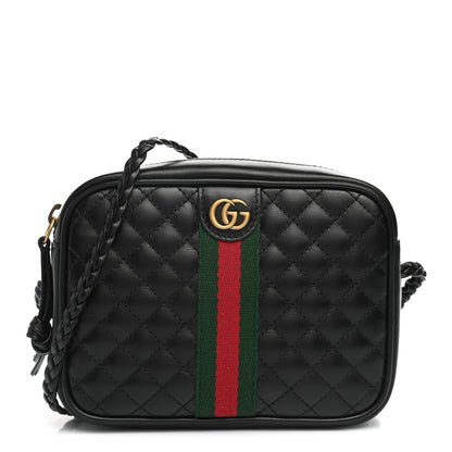 Gucci Calfskin Trapuntata Web Mini GG Shoulder Bag Black 1 of 11